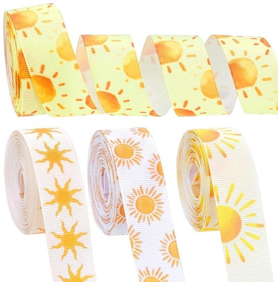 Decorazione con Fili di Lint Grosgrain 20 Metri - Motivi Zinnia/Boho/Rosso/Rosetta - Larghezza 22 mm - Fili per Decorazione