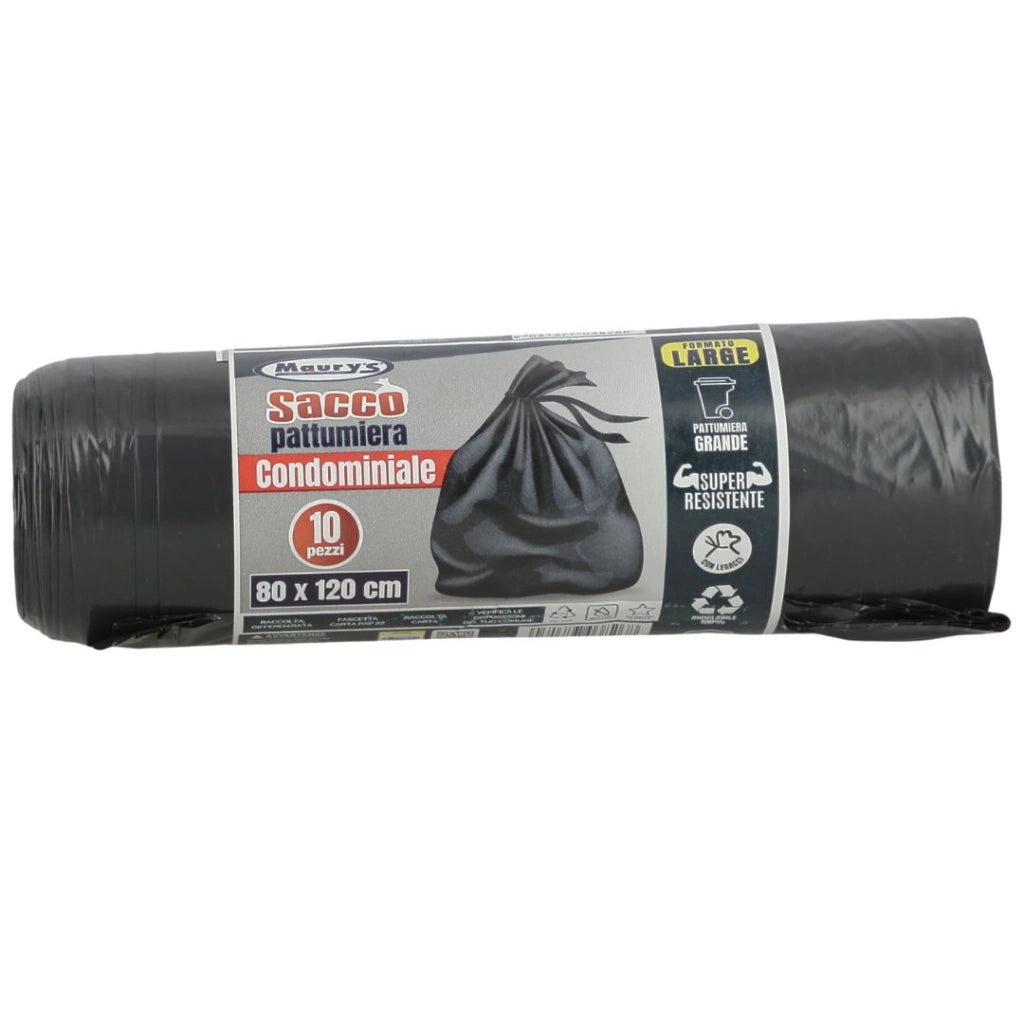 MAURY'S SACCHI PER PATTUMIERA 80X120 CM 5 CONFEZIONI DA 10 PEZZI IN COLORE NERO