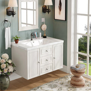 MOBILE bagno sospeso con lavabo in ceramica 78,5x46x46,8 cm bianco