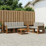 Set di divani da esterno 6 pcs Naturale e Grigio Chiaro