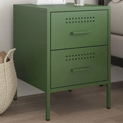 Comodino Verde Oliva 36x39x50,5 cm in Acciaio