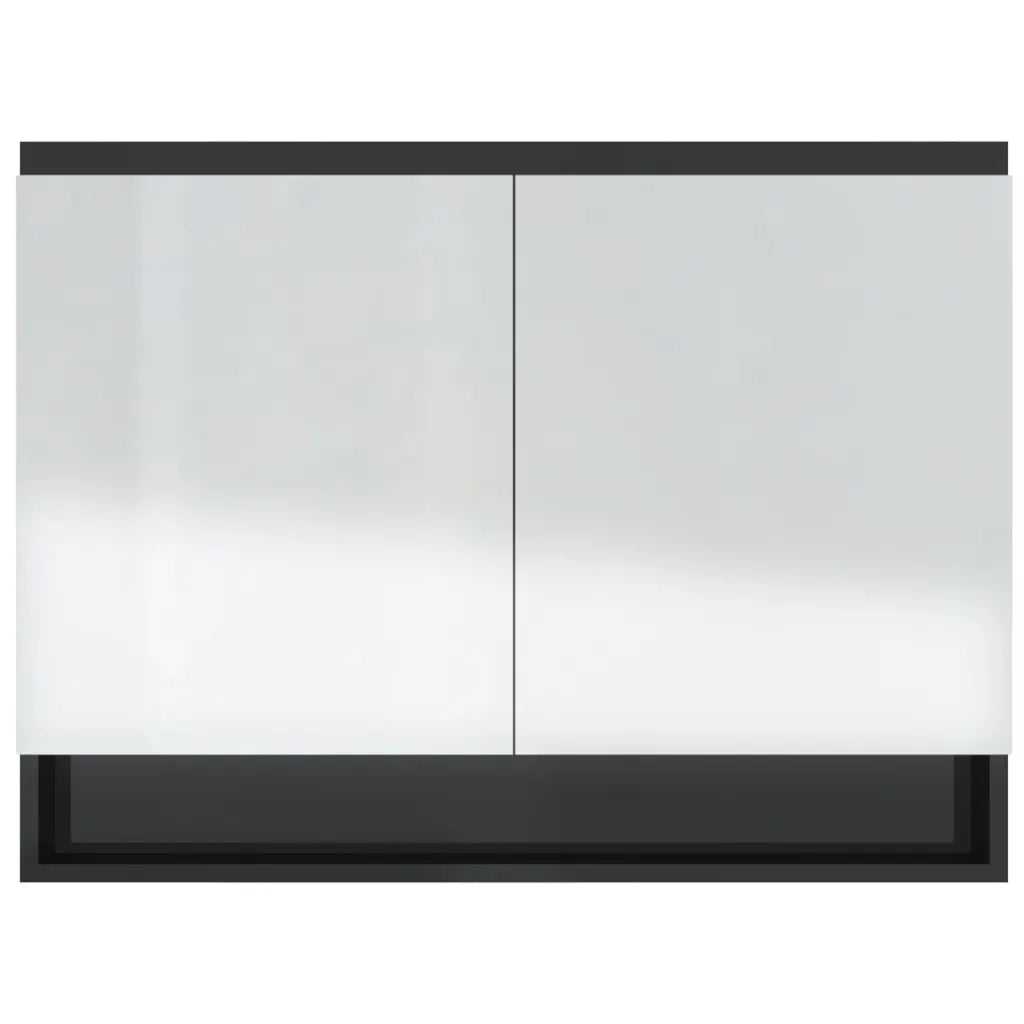 Armadietto a Specchio per Bagno 80x15x60 cm MDF Nero Lucido cod mxl 77834