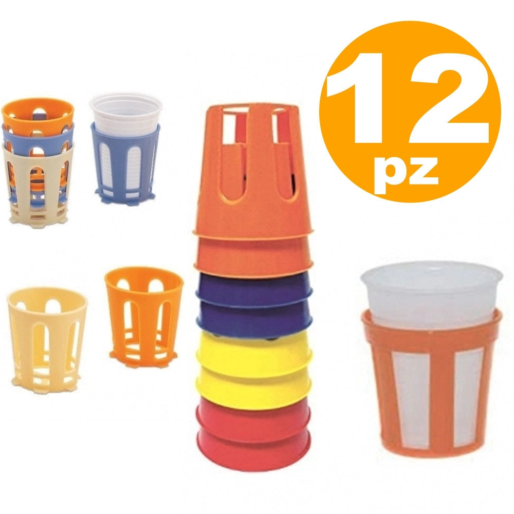 Trade Shop - 12 Pz Sottobicchieri Reggibicchieri In Plastica Reggi Sotto Bicchieri Bicchiere -