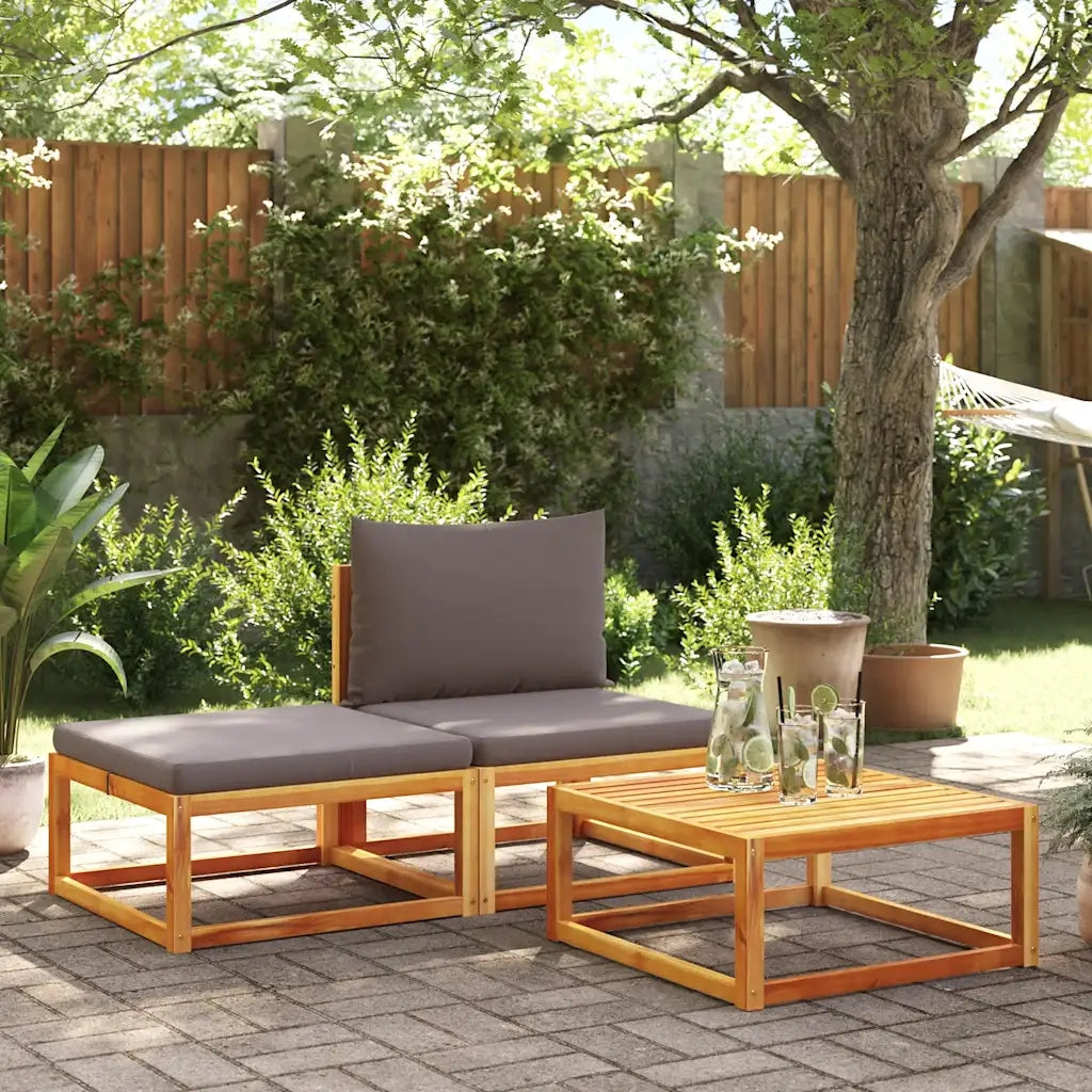 Set di divani da giardino 3 pezzi con cuscini in legno di acacia e rattan 4008174