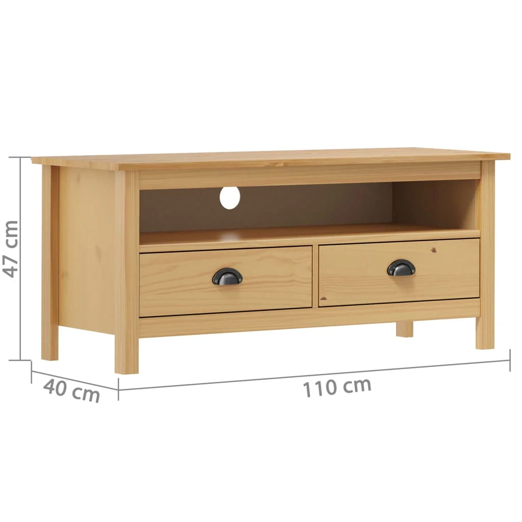 Mobile TV multimediale scaffale TV credenza TV sala da pranzo soggiorno camera da letto Hill Range miele 110 x 40 x 47 cm legno di pino massiccio marrone 02_0027642