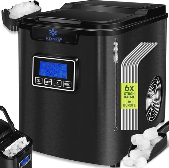 Macchina per congelare cubetti 150W | 12 kg per 24 ore | 3 formati di cubetti | Pronto in 7 minuti | 2,2L serbatoio di acqua | Display LCD | Auto-pulente