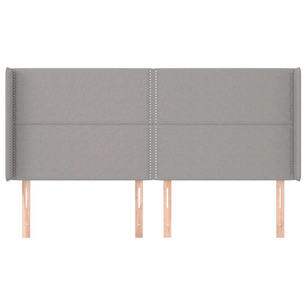 Testiera ad Orecchio-Testata con Orecchie Grigio Chiaro 203x16x118/128 cm in Tessuto 802496