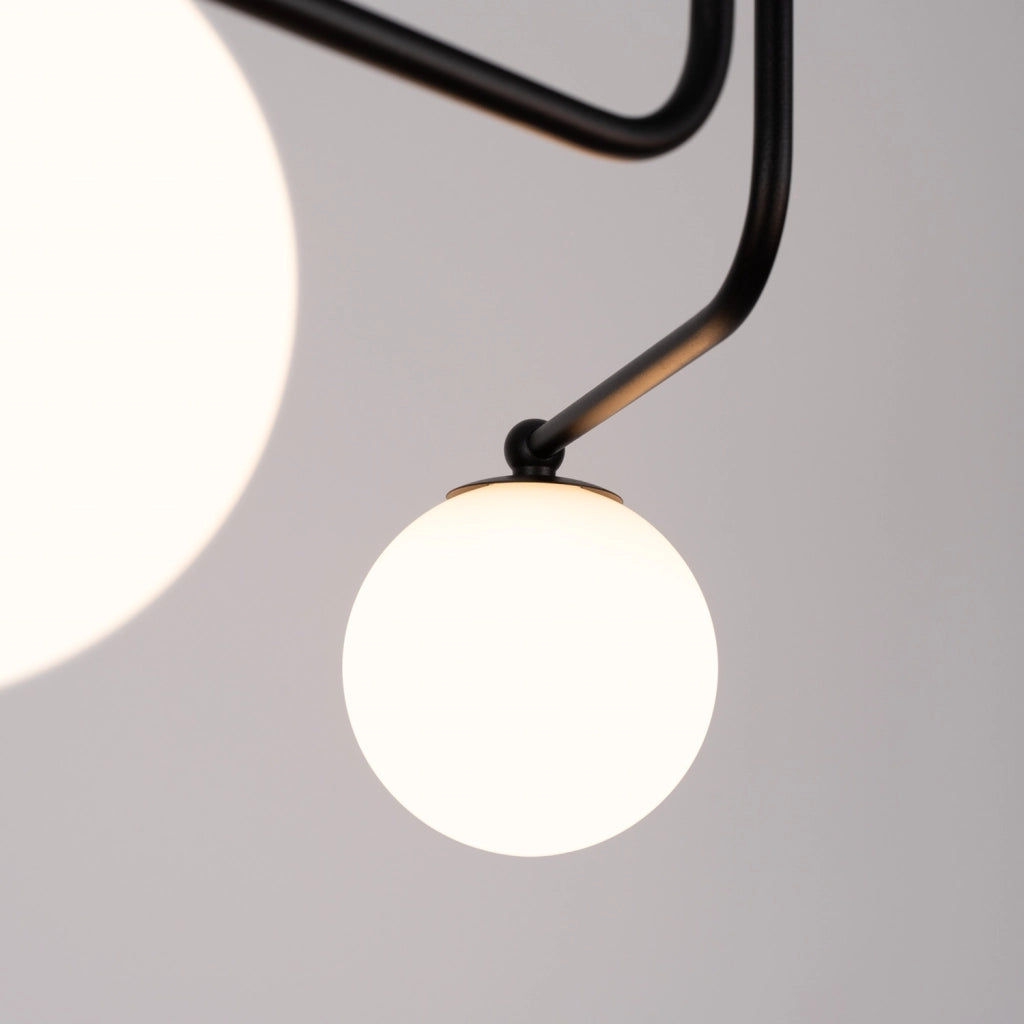 Lampadario da parete a LED Astral French Sky a 5 luci, in acciaio bianco e nero, in vetro