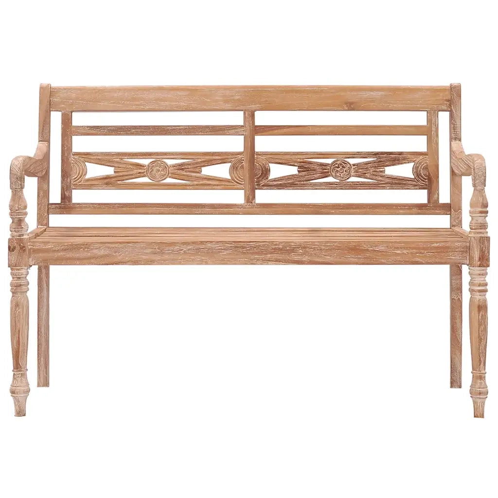 Panca Batavia 120 cm Bianco Slavato in Legno Massello di Teak 316035