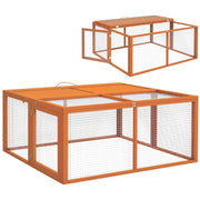 Conigliera da Esterno Pieghevole per Roditori ¨C zephmum ¨C Legno e Acciaio, 110x105x50 cm, Arancione