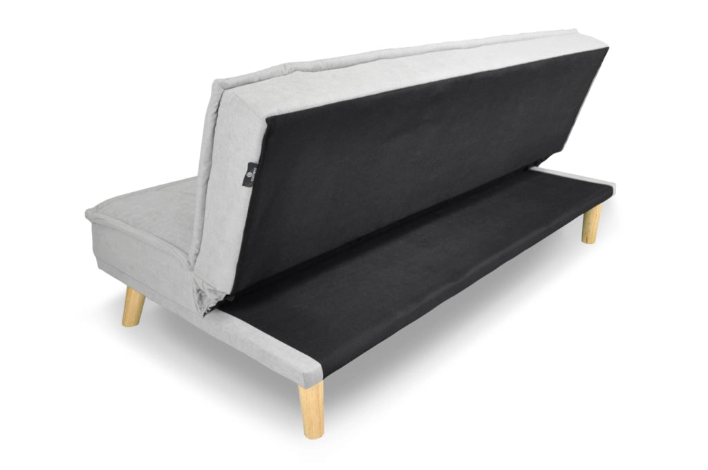 Divano letto clic clac in tessuto vellutato grigio, divano 3 posti - Bart - DL-BA01FBC