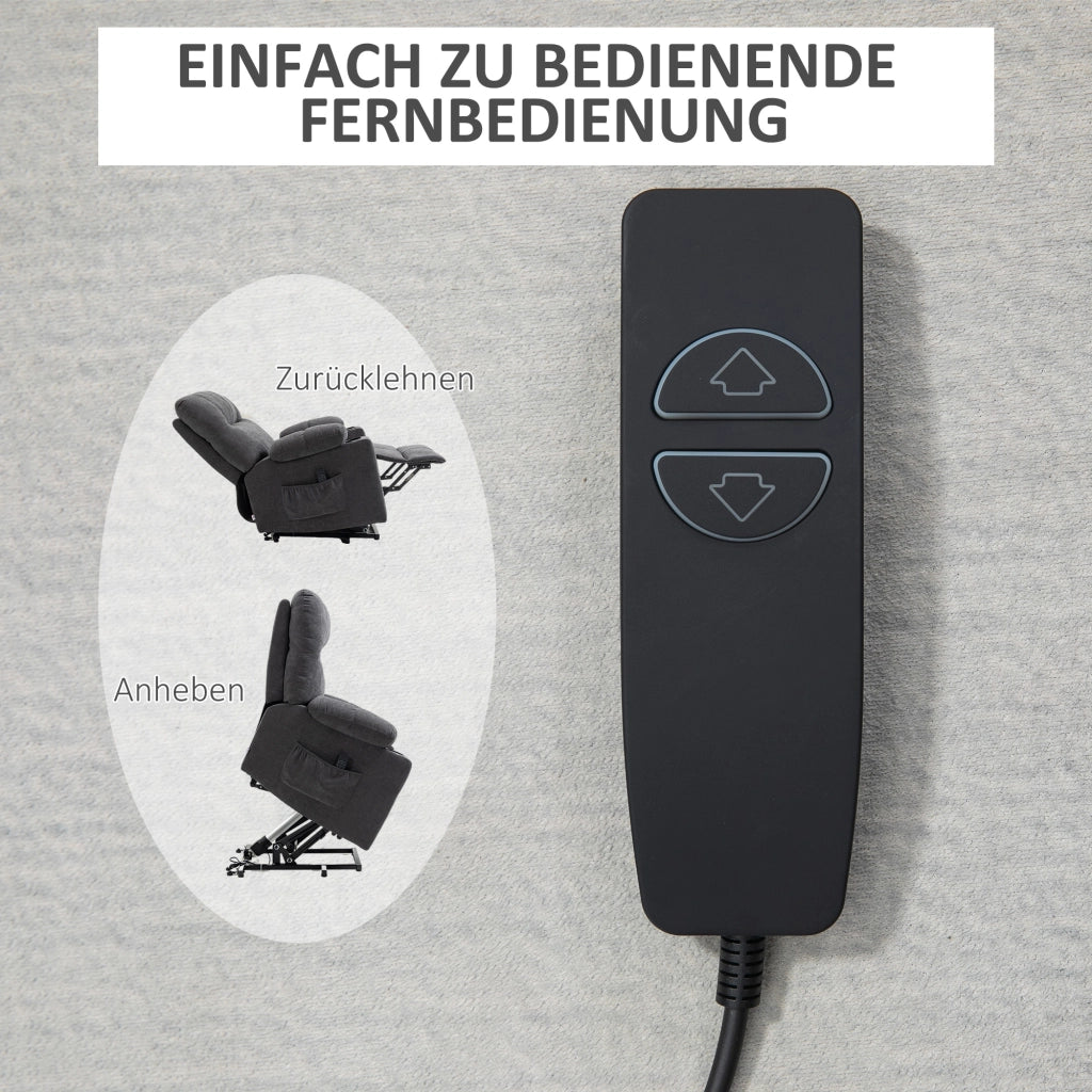 Poltrona Reclinabile Massaggiante Elettrica con Poggiapiedi ¨C Zephmum ¨C 144x91x88 Grigio Scuro
