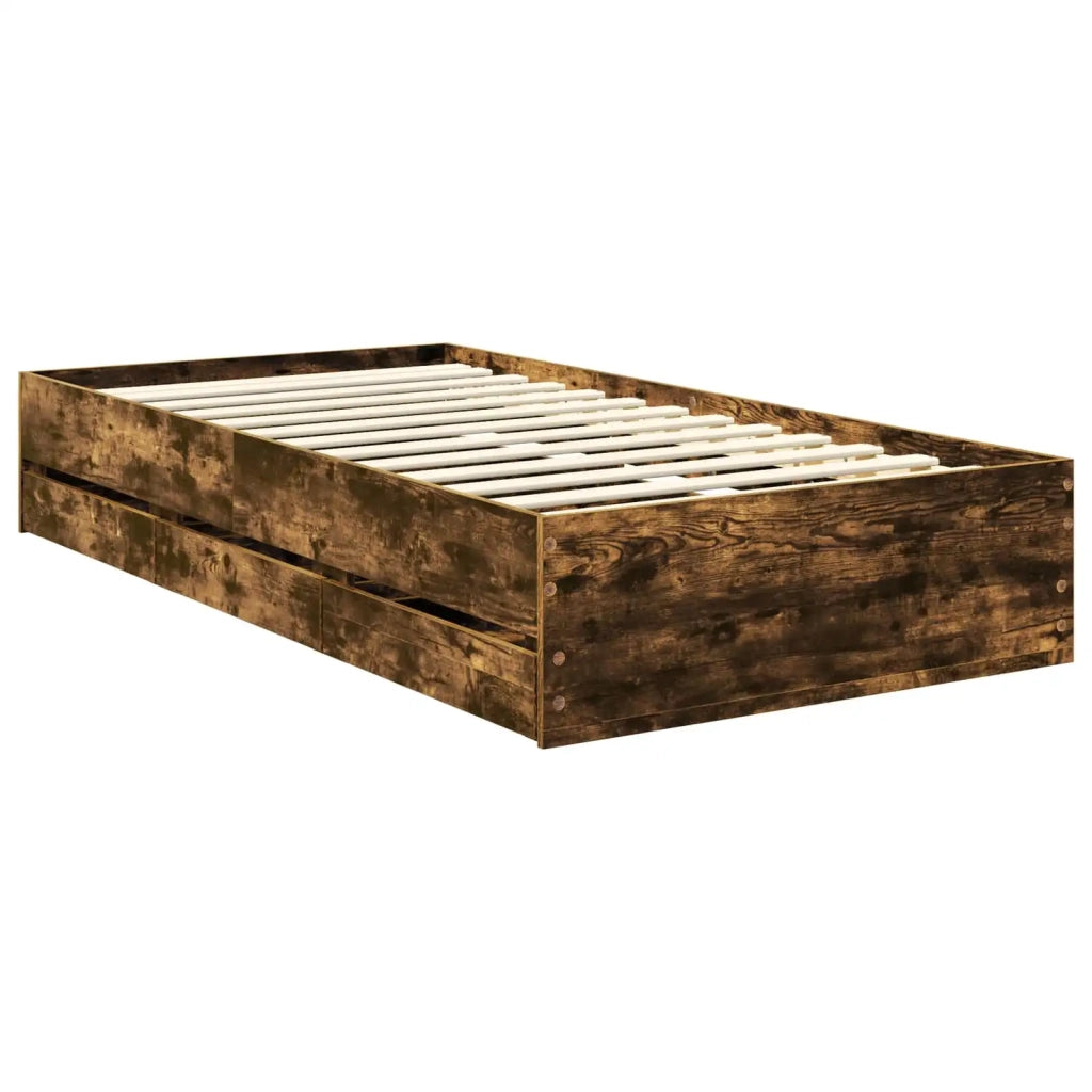 Struttura del letto con cassetto Rovere fumé 100 x 200 cm 3409493