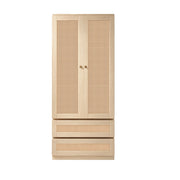 Armadio con 2 ante; 2 cassetti e 1 vano di contenimento; ante effetto rattan; per camera; 70 × 55 × 170 cm