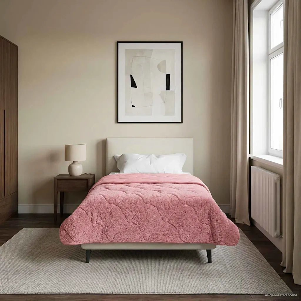Duvet Estivo Rosa 135 x 200 cm Microfibra e Fleece Teddy 42026198