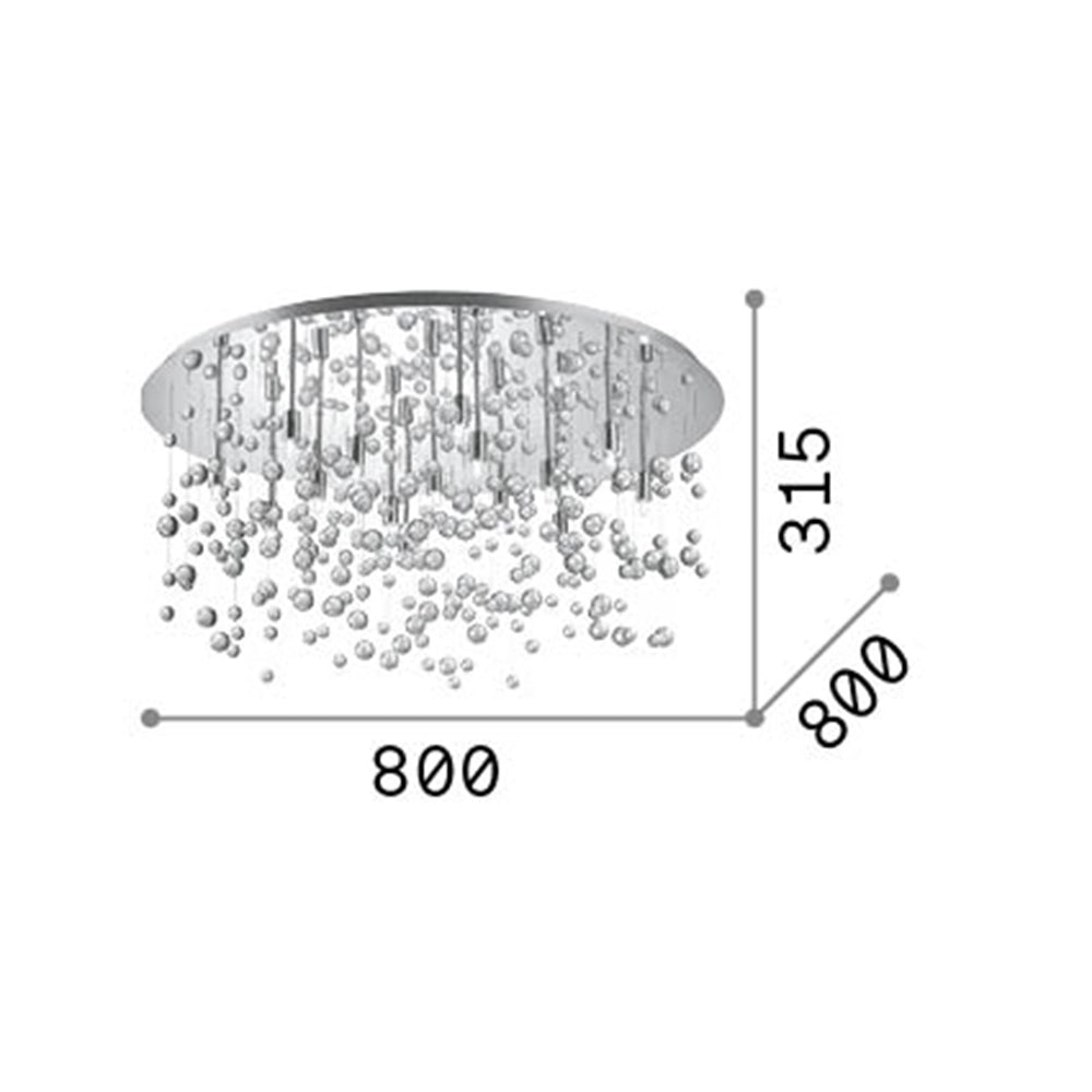 Plafoniera Contemporanea Neve Metallo Cromo 15 Luci G9 3W 3000K Luce Calda