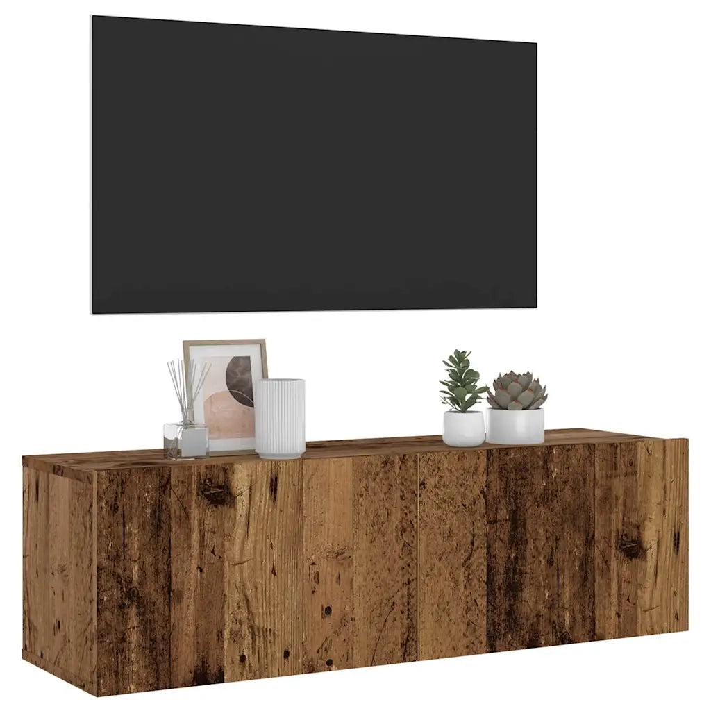 Mobile TV a Parete Legno Antico 100x30x30 cm in Truciolato