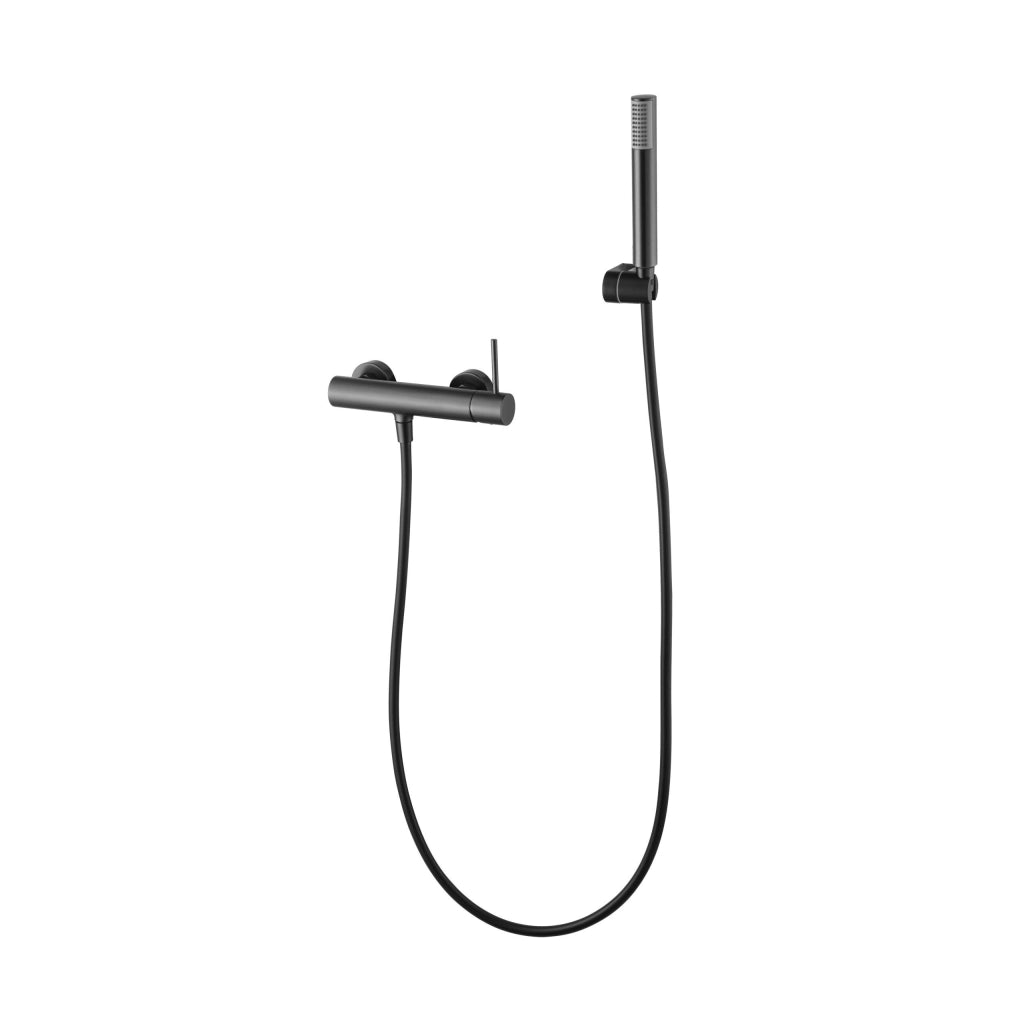 IMEX Miscelatore doccia Monza black gun metal in ottone con finitura PVD tubo flessibile PVC 180 cm supporto doccetta ABS doccetta rotonda cartuccia ceramica Ø35 mm – Modello Imex-BDM039-5BGM