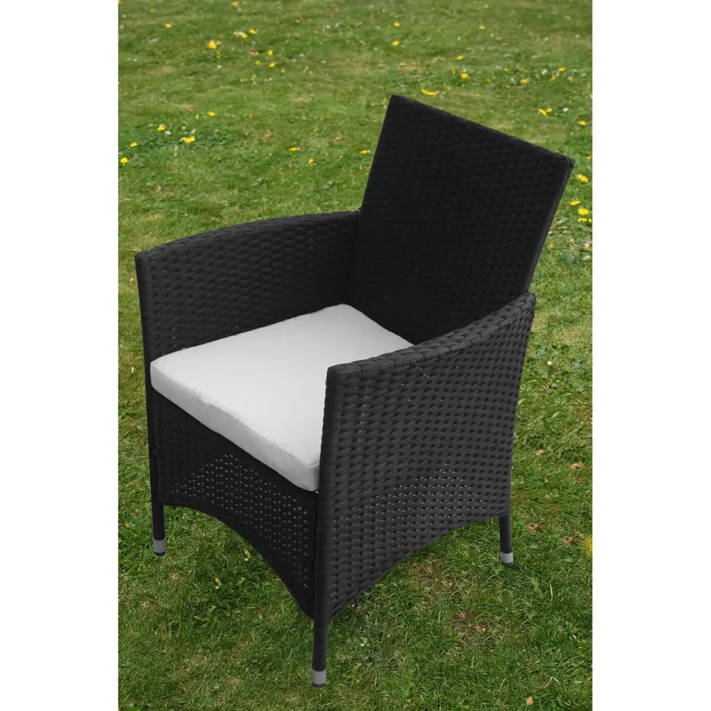 Set da Pranzo da Giardino 5 pz | Set Salotto da Giardino con Cuscini in Polyrattan Nero
