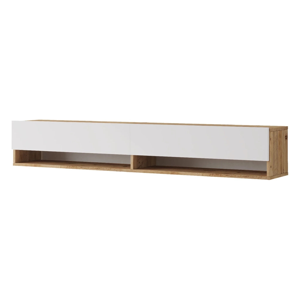 Mobile TV con 2 ante 29,5 x 180 x 31,5 cm effetto rovere rustico/bianco 03_0007776