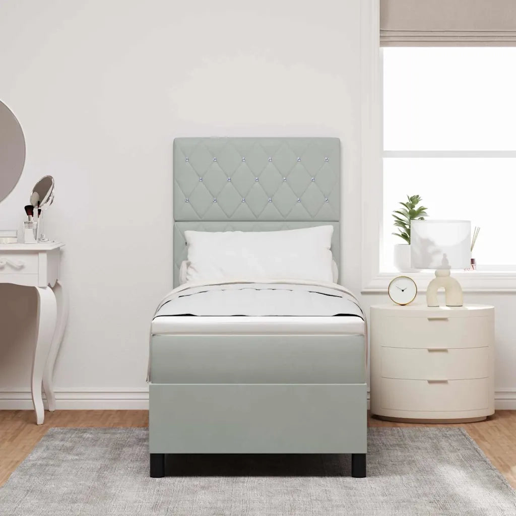 Letto a Sorgente LED Grigio chiaro 80 x 200 cm Tessuto