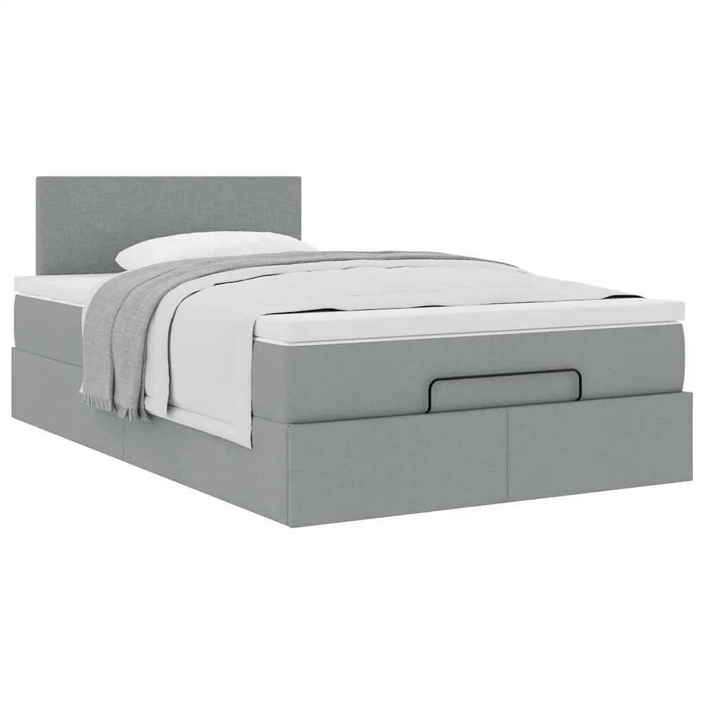 Pouf Letto con Materasso Grigio Chiaro 120x190 cm in Tessuto 3311359