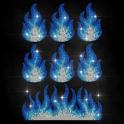 Sticker di trasferimento a caldo con effetto fiamma blu - Strass Stickers - Decorazione per abbigliamento - 29,7 x 21 cm - Effetto visivo realistico