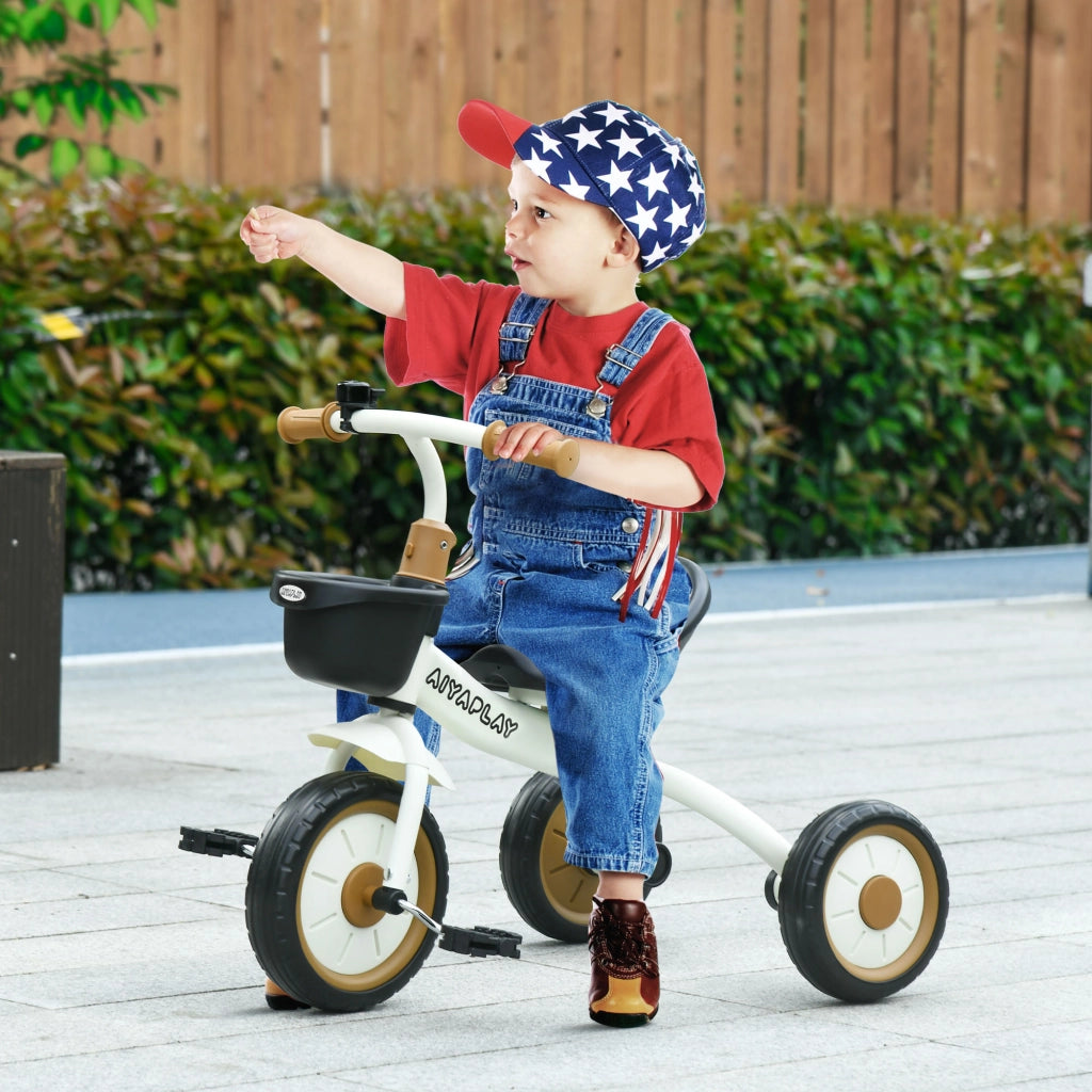 Triciclo per bambini con sonagli e cesto ¨C Zephmum ¨C Bianco