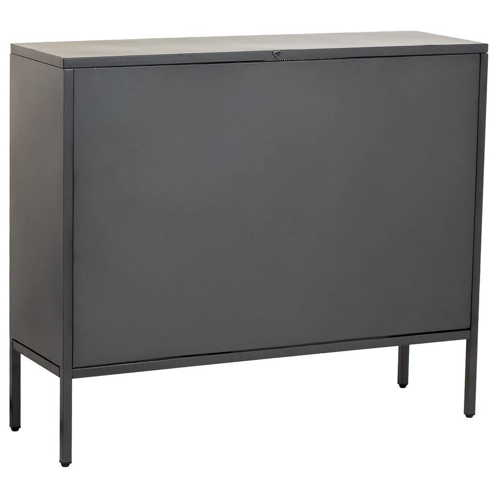 Credenza in metallo e legno 2 ante, nero 100x32x85h cm