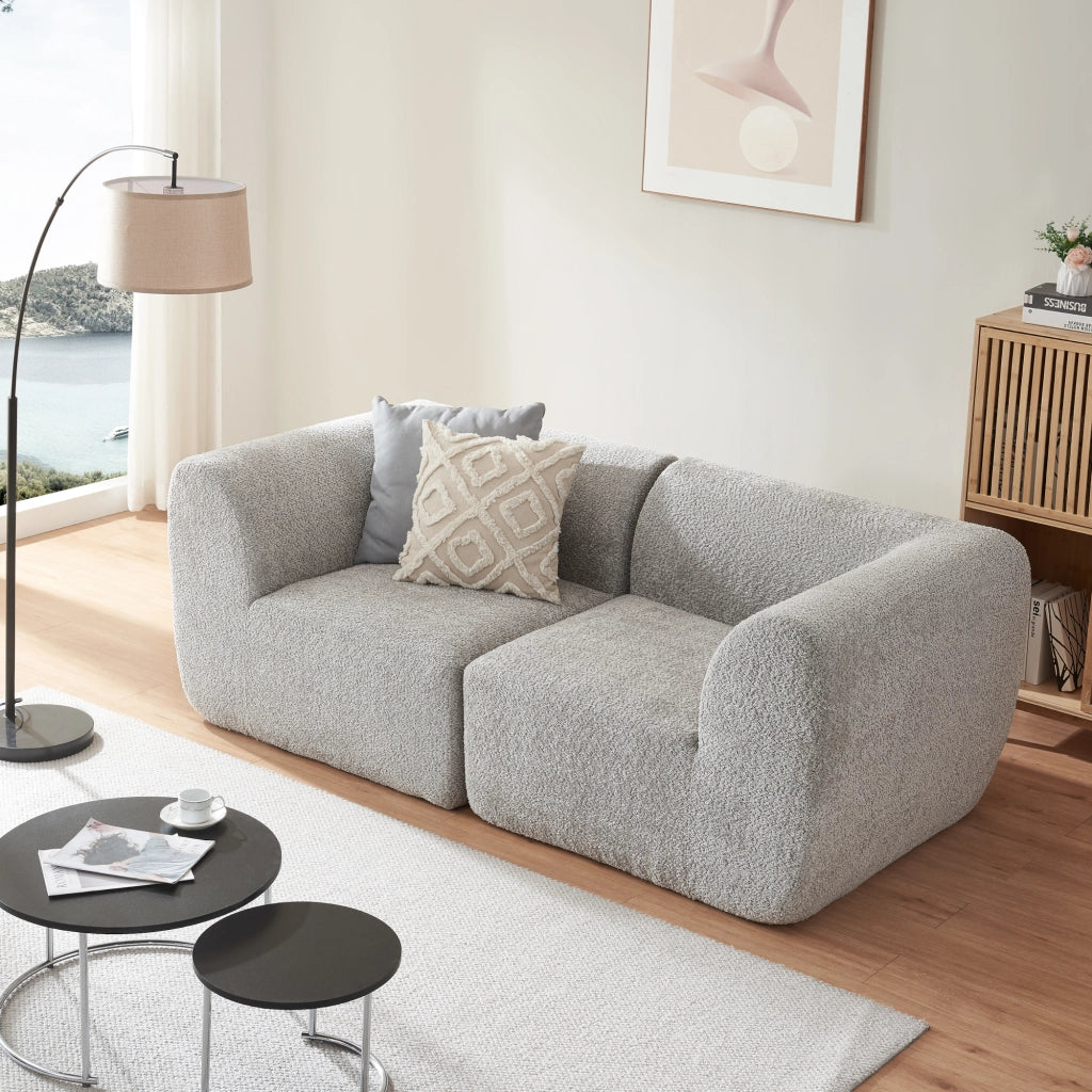 Divano Componibile a 2 Posti Divano Modulare 76x216x108 cm Serie Hurvas - Grigio [en.casa]