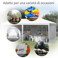 Tendone da Giardino Pieghevole per Feste ed Eventi con Pannelli Rimovibili, 5.83x2.95 m, Bianco