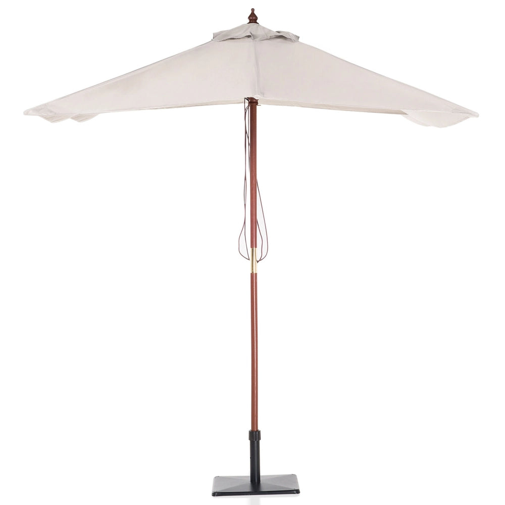 Ombrellone da giardino in tessuto beige legno di betulla 244 cm resistente agli agenti atmosferici