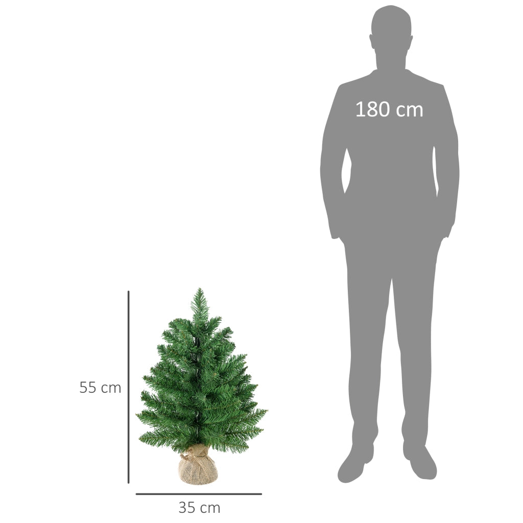 Albero di Natale Mini 55cm ¨C zephmum ¨C PVC, Base in Cemento e Iuta