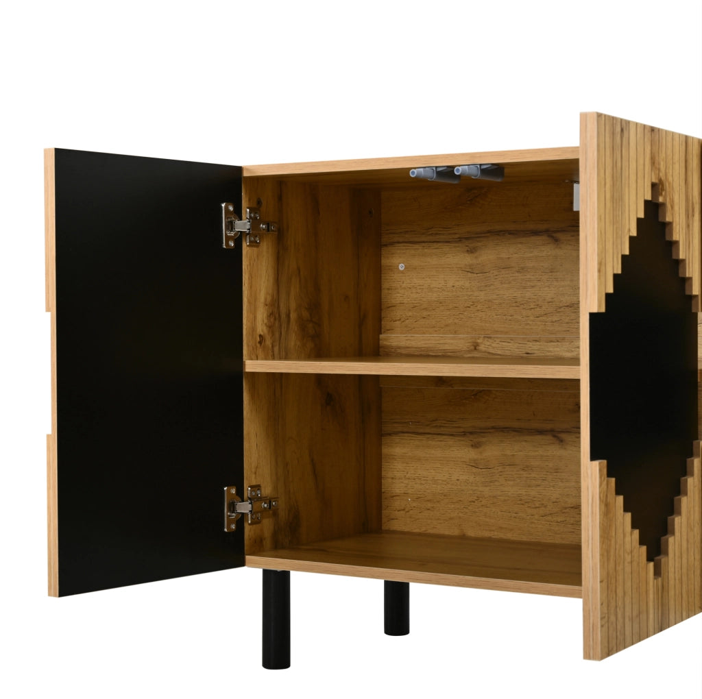 Credenza contenitore con ante a pressione e motivo geometrico