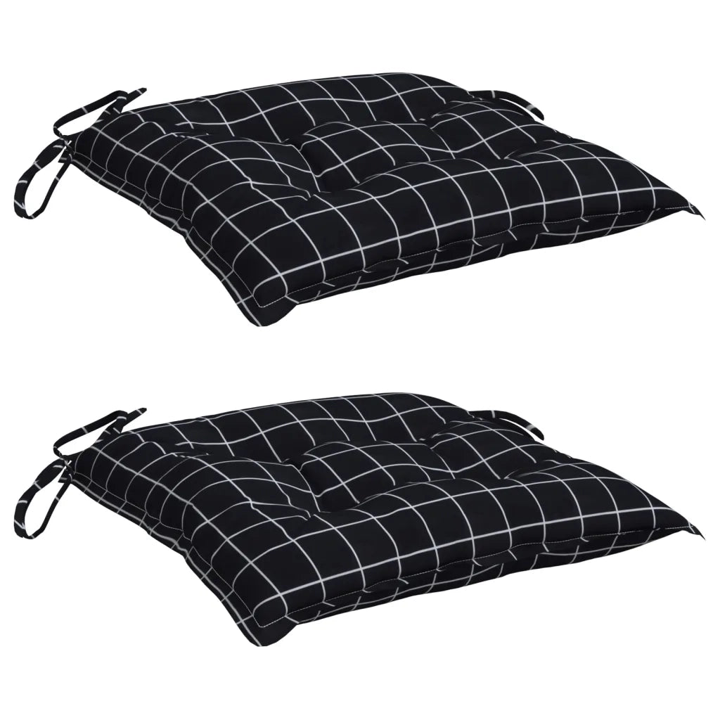 Cuscini per Sedia 2 pz | Cuscini per sedie Motivo a Quadri Nero 40x40x7 cm Tessuto