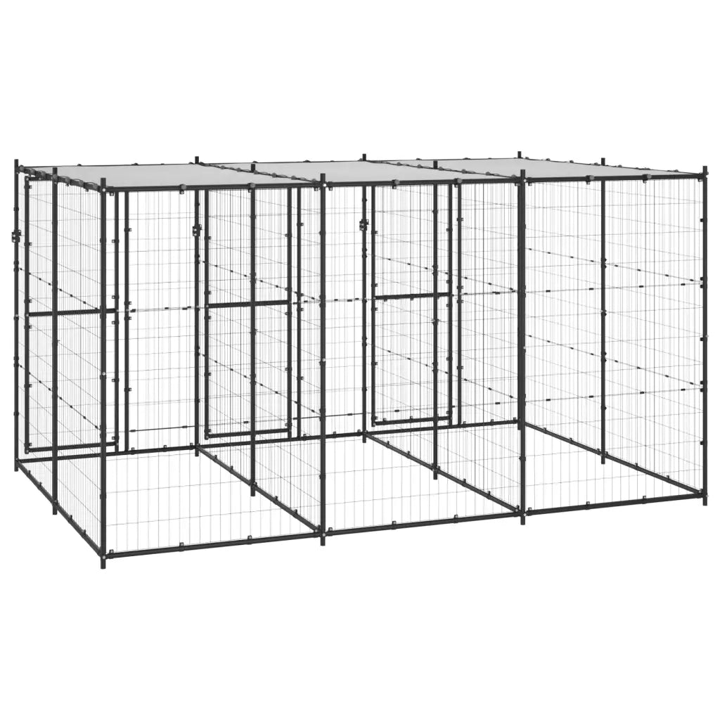Gabbia per Cani da Esterno in Acciaio con Tetto 7,26 mÂ² cod mxl 56934