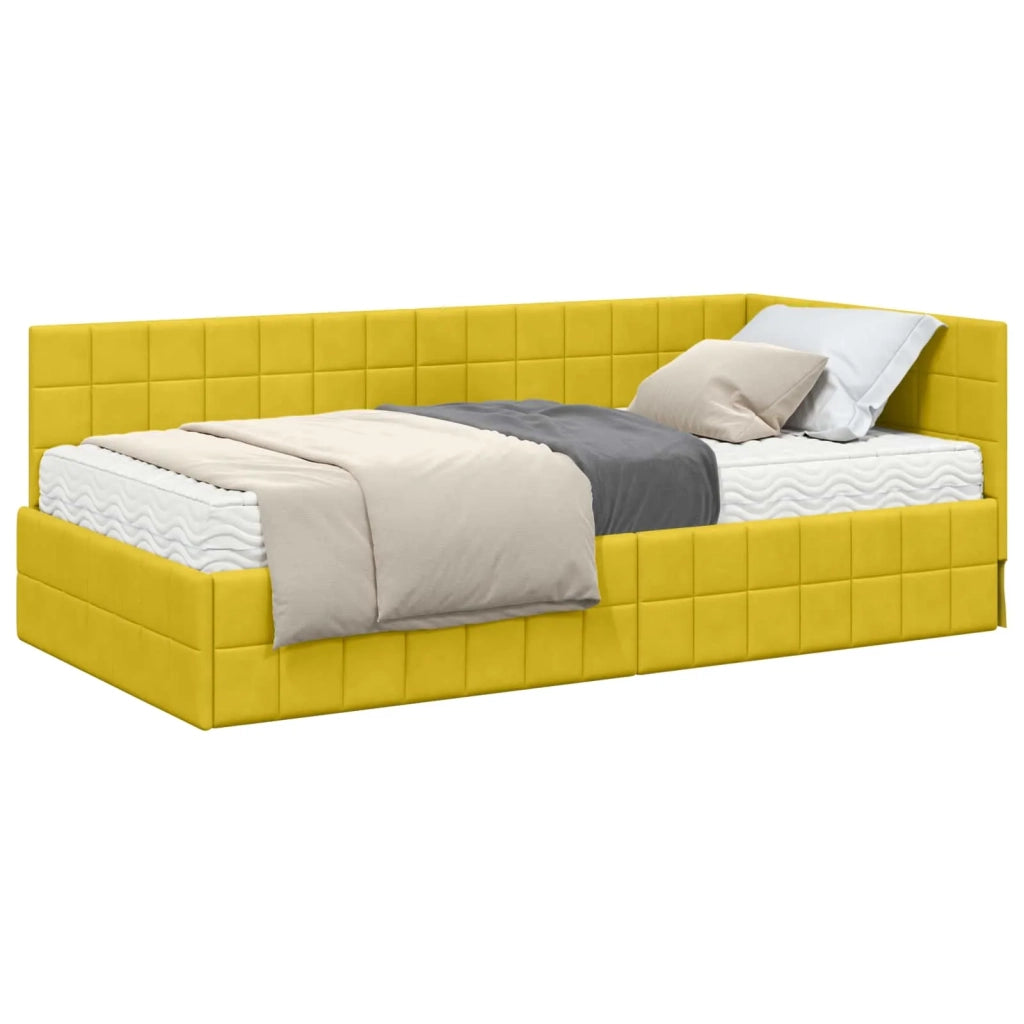 Letto singolo | Letto per adulti | Struttura Letto Angolare con Materasso 2 pcs Giallo Velluto