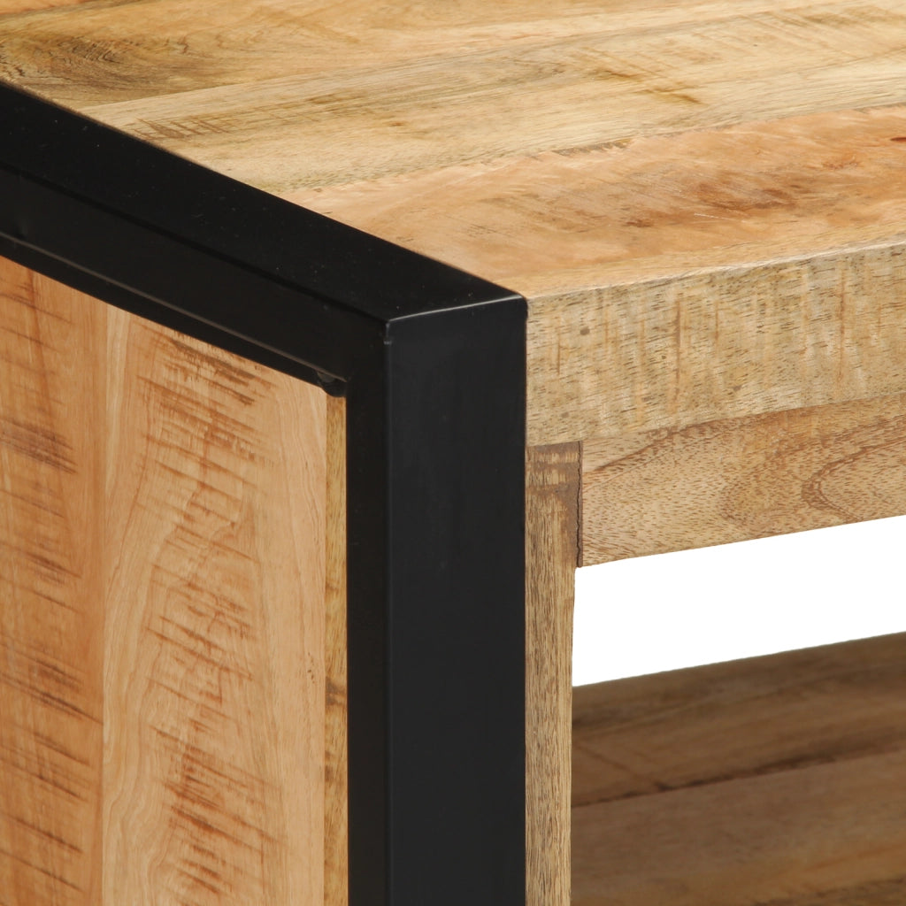 Panchina da scarpe 100x40x50 cm in legno massello di mango grezzo