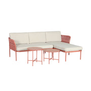 Salotto da giardino angolare in acciaio e corde, 4 posti, beige