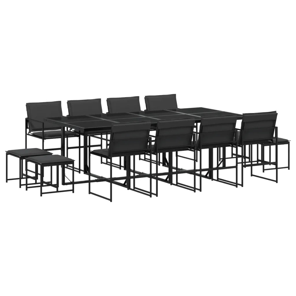 vidaXL Set da Pranzo da Giardino 13 pz con Cuscini Nero in Textilene