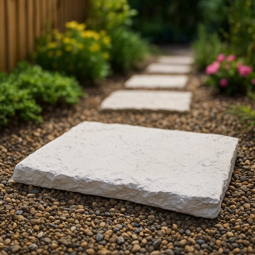 Camminamento cemento effetto pietra 90x60cm sp.4cm ambienti esterni cortili