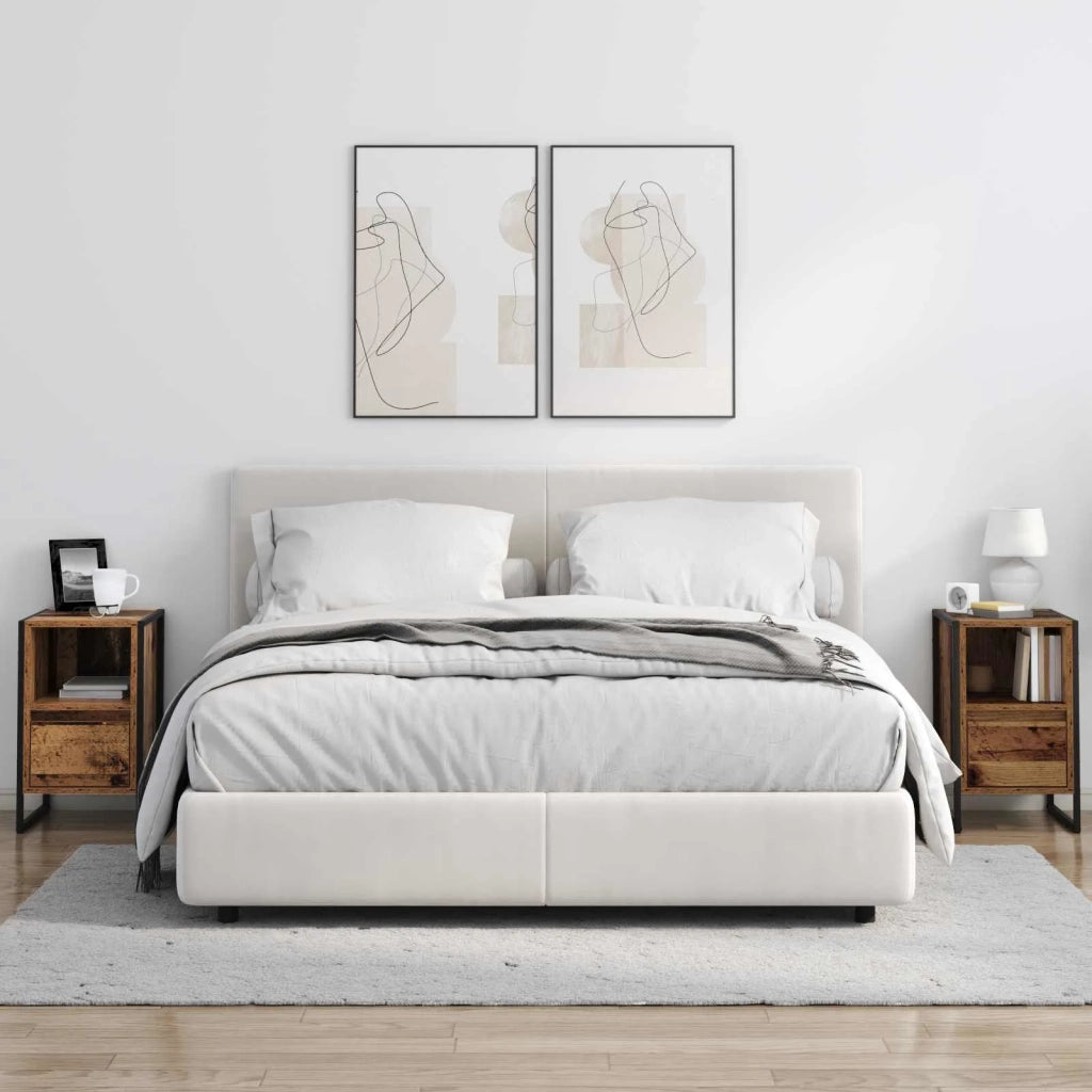 Comodino con cassetto 2 pcs Legno vecchio 39,5 x 30 x 50 cm