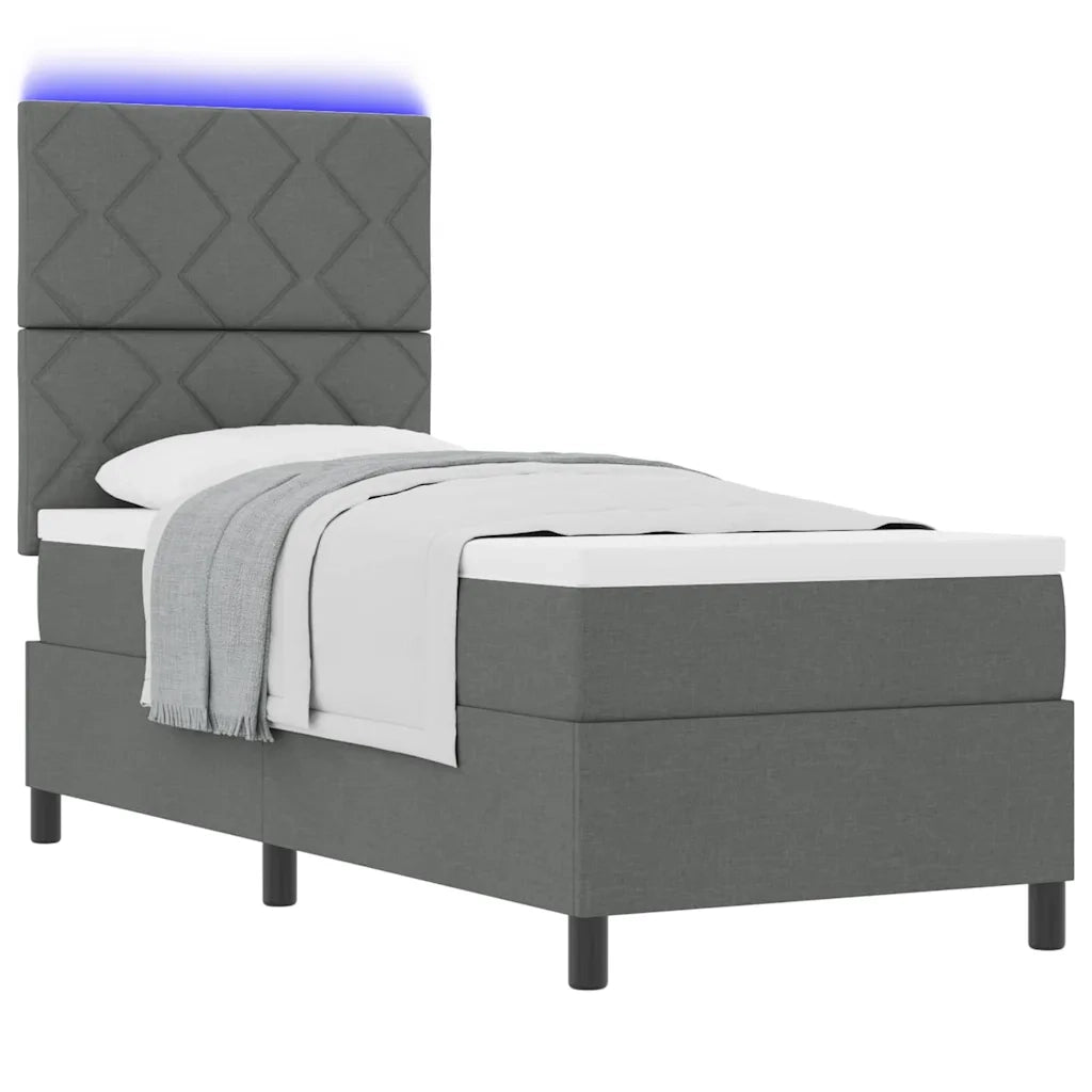 Letto a molle con materasso Grigio scuro 80 x 200 cm Tessuto 3342901