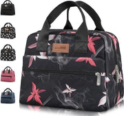 Borsa isolata per adulti - grande borsa per lavoro, picnic o viaggio - fiori rosa