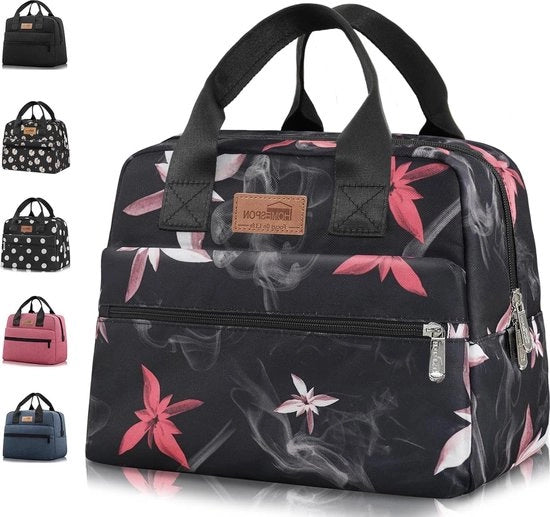 Borsa isolata per adulti - grande borsa per lavoro, picnic o viaggio - fiori rosa