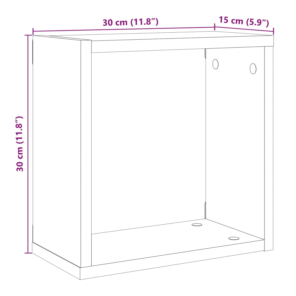 Mensole Parete a Cubo 4 pz Legno Vecchio 30x15x30 cm Truciolato