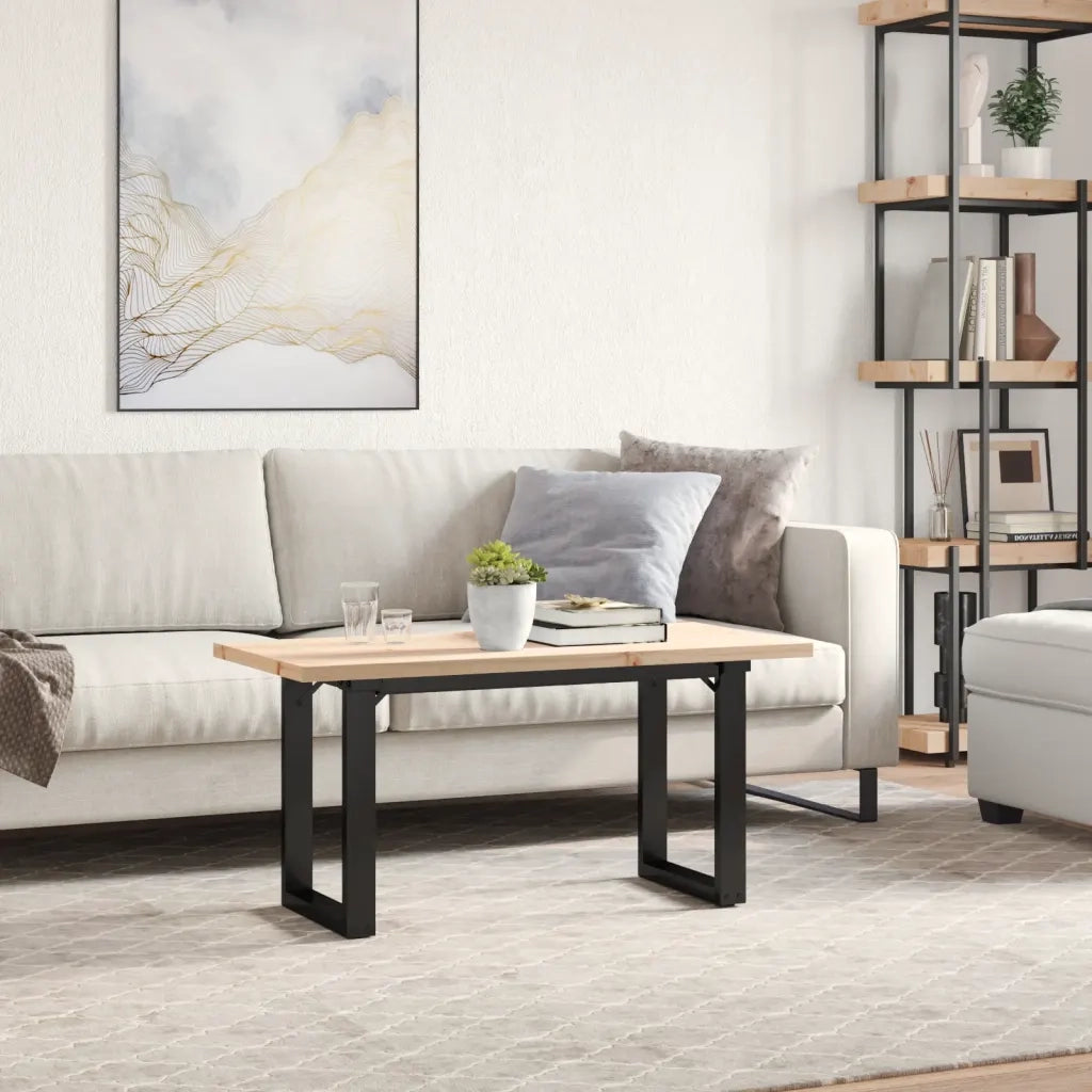 vidaXL Tavolino Salotto Telaio a O 90x40x45,5cm Legno Pino e Acciaio
