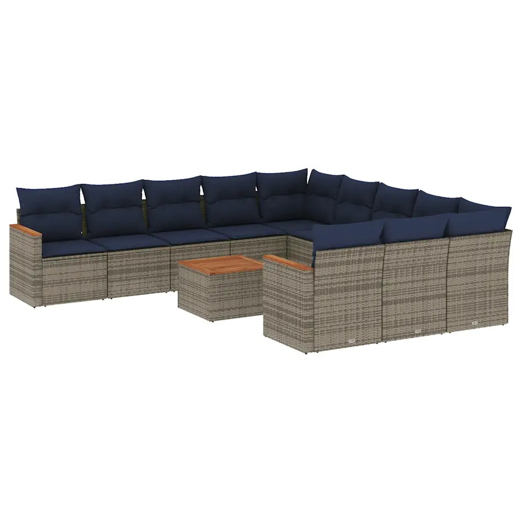 Set Divani da Giardino 12 pz con Cuscini Grigio in Polyrattan 3226439