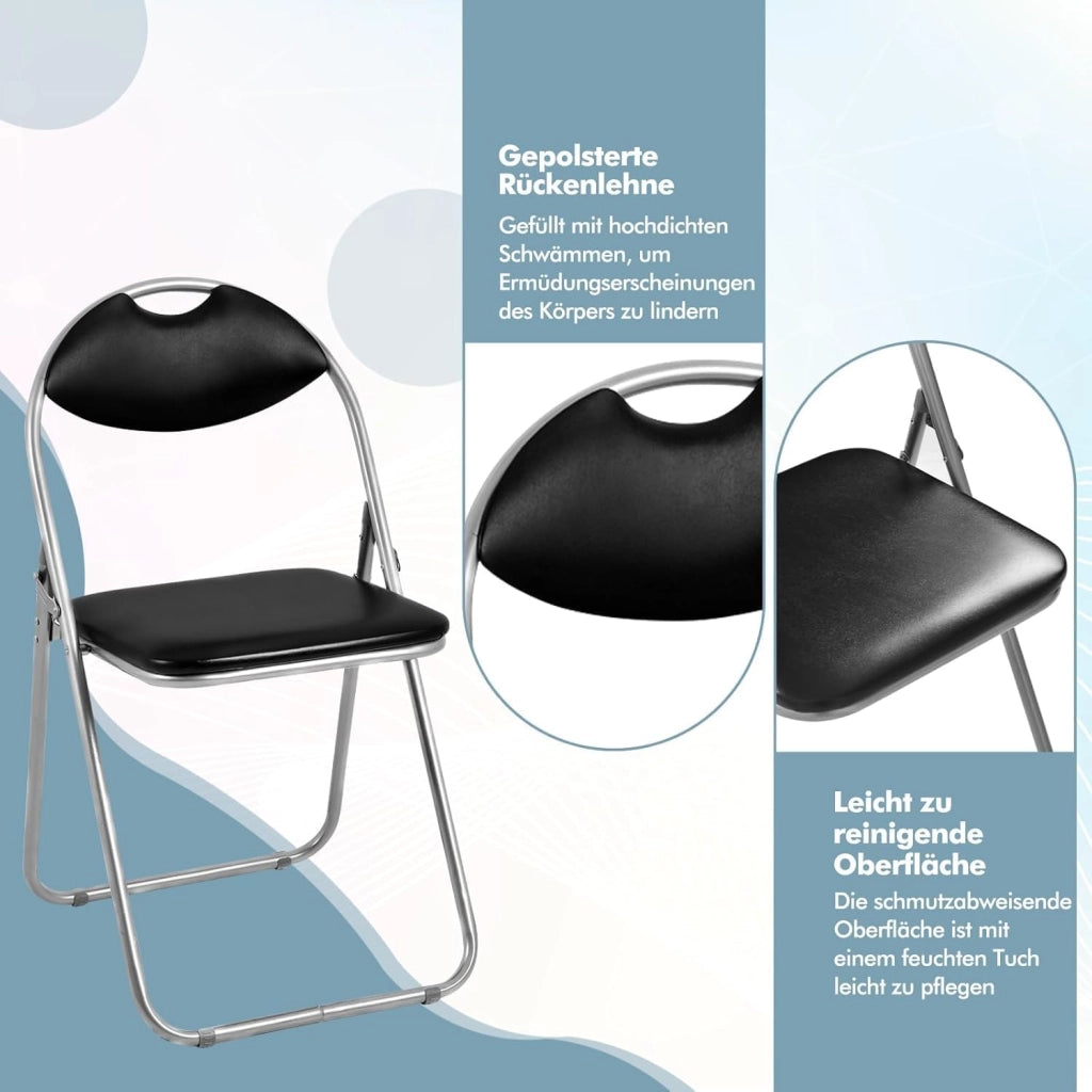 Set di 4/6 sedie pieghevoli, sedie sala da pranzo con telaio in metallo, sedute imbottite, maniglia, comode sedie da visitatore per soggiorno, ufficio, riunione, scuola (6)