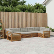Set di divani da esterno 7 pz Naturale e Grigio Chiaro 3383809